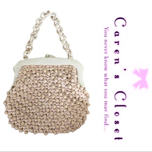 Vintage Handbags - Flash Sale! Vintage Rare 1960's Raffia Beaded  Bag